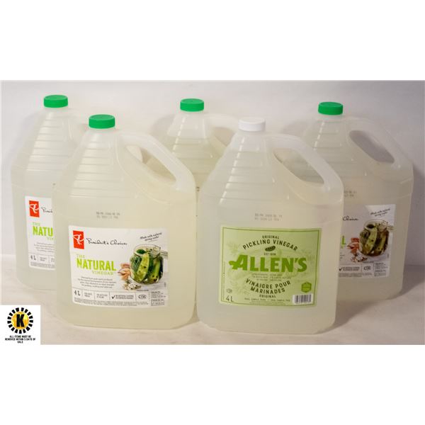 PICKLING VINEGAR- 4L BOTTLES- LOT OF 5