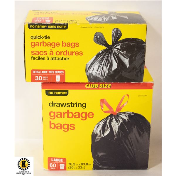 GARBAGE BAGS QUICK TIE- LOT OF 90 NEW