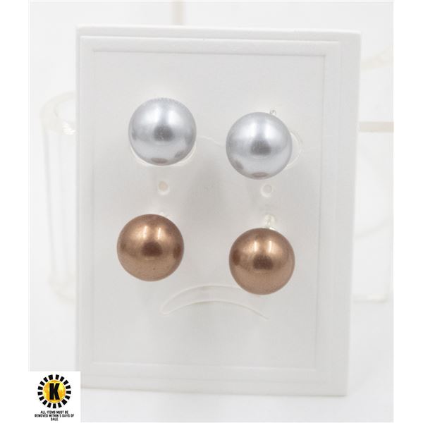 #35-SEA SHELL PEARL EARRINGS 2 PAIR