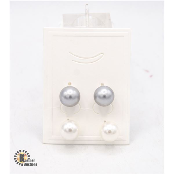 #3-SEA SHELL PEARL EARRINGS 2 PAIR
