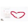 Image 1 : #09- NATURAL RED JADE ,PEARL ,BRACELET & EARRINGS