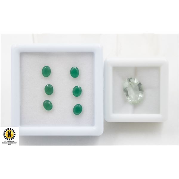 #245-GREEN AGATE 2.10CT  & GREEN AMETHYST 3.86CT