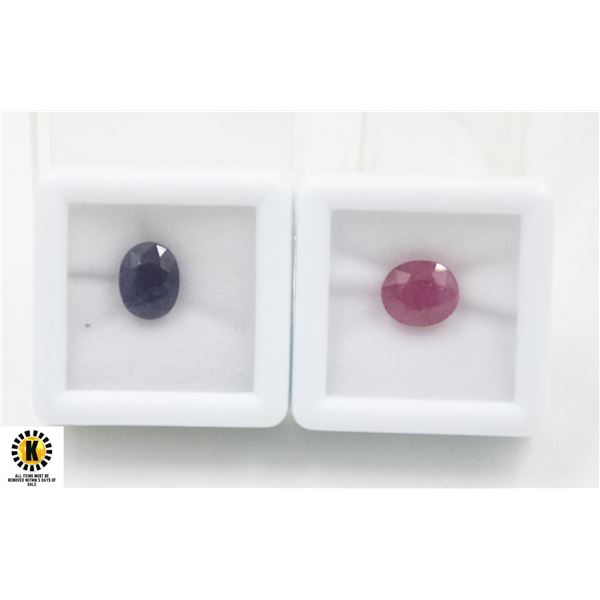 #155-HEATED SAPPHIRE 3.10CT& RUBY 3.90CT GEMSTONES