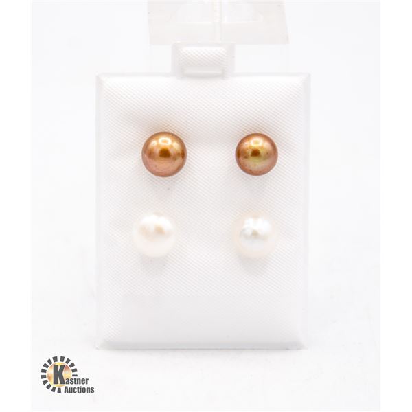#153-NATURAL AKOYA PEARL EARRINGS  2PCS