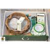 Image 1 : BOX OF GARDENING SUPPLIES WITH NEW BRASS FAUCET