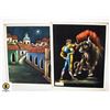 Image 1 : MID CENTURY VELVET FRAMED ART ORIGINALS 20" X 17"