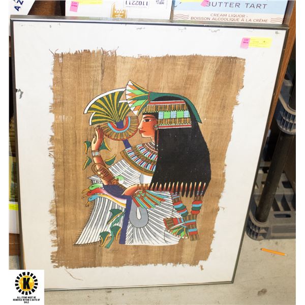 FRAMED ORIGINAL EQYPTIAN ON BARK- ARTIST SIGNED