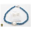 Image 1 : #03-NATURAL BLUE APATITE , PEARL BRACELETE ,EARRIN