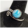 Image 1 : 16)  BEZEL SET NATURAL ROUND LARIMAR BYPASS RING