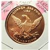 Image 1 : 30)  ONE OUNCE OF PURE COPPER ROUND, USA ON ONE SI