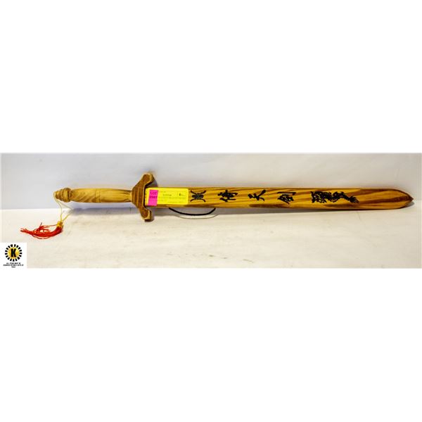 CHINESE WOODEN DRAGON SWORD WITH SHEATH 23"