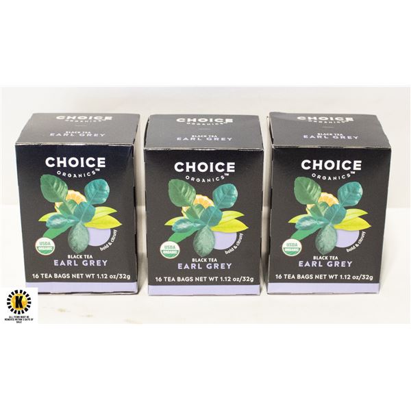 CHOICE ORGANICS EARL GREY TEA- LOT OF 3 BOXES