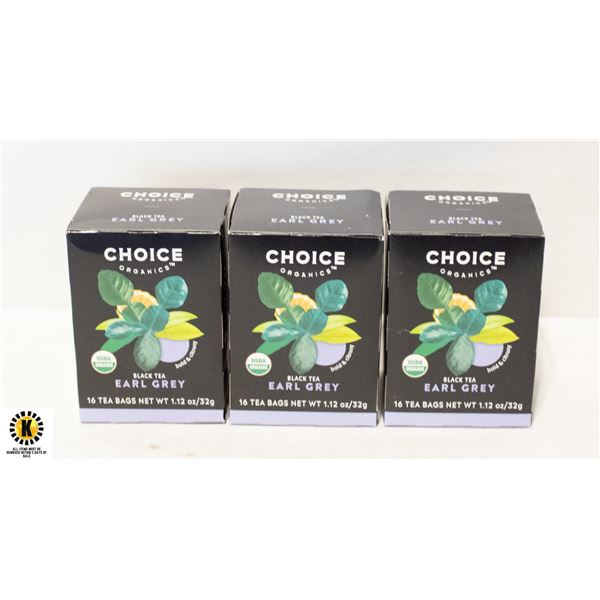 CHOICE ORGANICS EARL GREY TEA- LOT OF 3 BOXES
