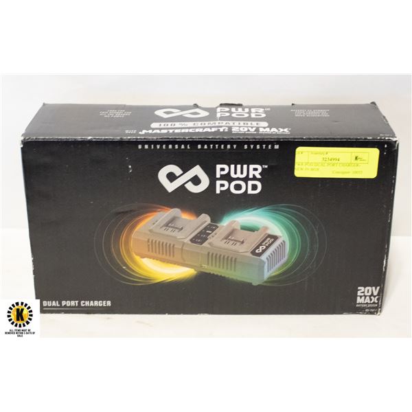 PWR POD DUAL PORT CHARGER- NEW IN BOX