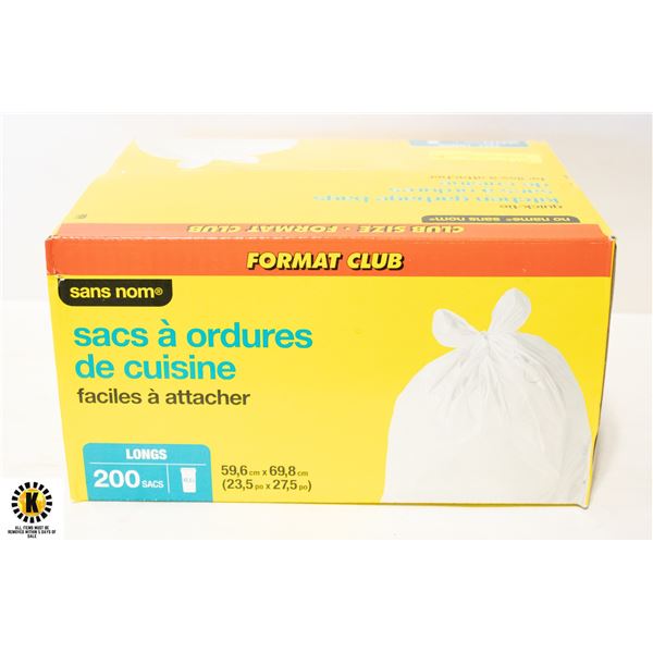 KITCHEN QUICK TIE GARBAGE BAGS- 200 TOTAL- NEW