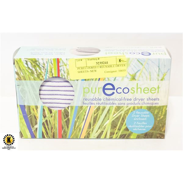 PURECOSWEET REUSABLE DRYER SHEETS- NEW