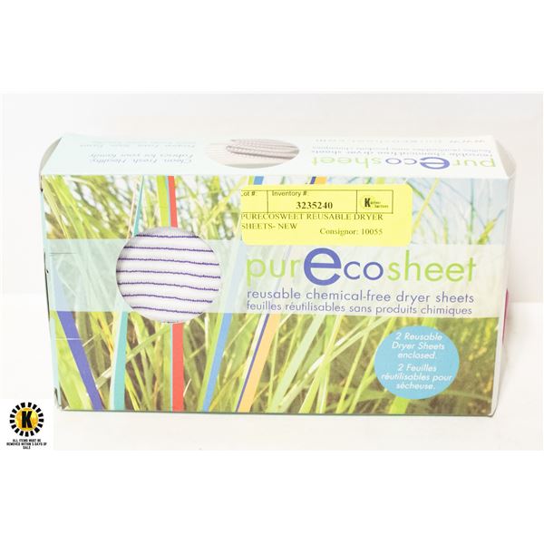 PURECOSWEET REUSABLE DRYER SHEETS- NEW
