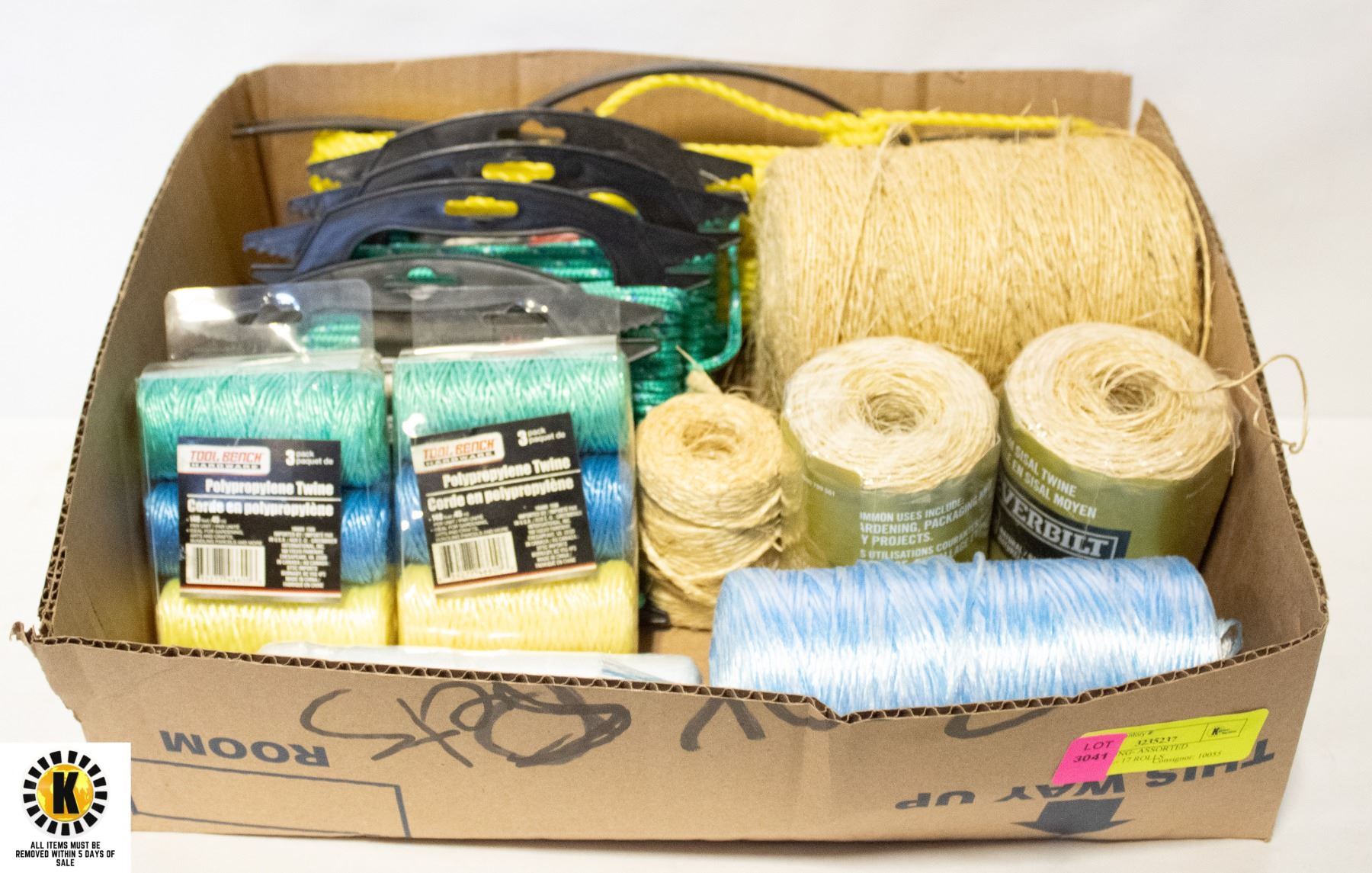 ROPE/STRING- ASSORTED MATERIAL- 17 ROLLS