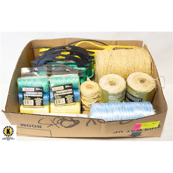 ROPE/STRING- ASSORTED MATERIAL- 17 ROLLS