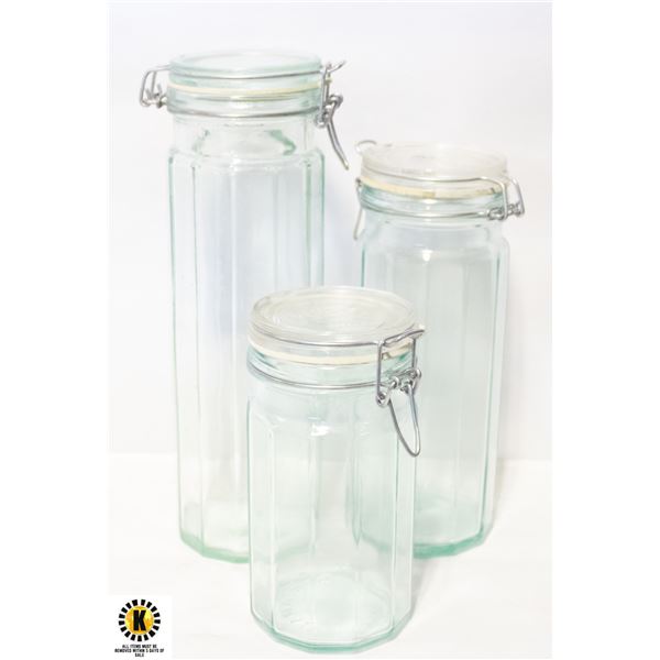 3 HEAVY GLASS JARS (NATURA) - ESTATE