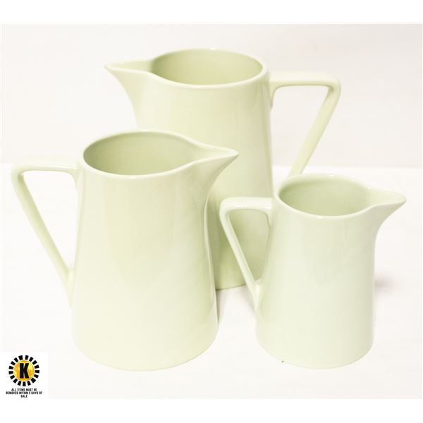 3 VINTAGE PITCHERS "JOHNSON BROS" - GREEN