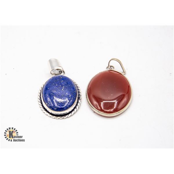 #66-NATURAL LAPIS LAZULI ,CAMELIAN PENDANT