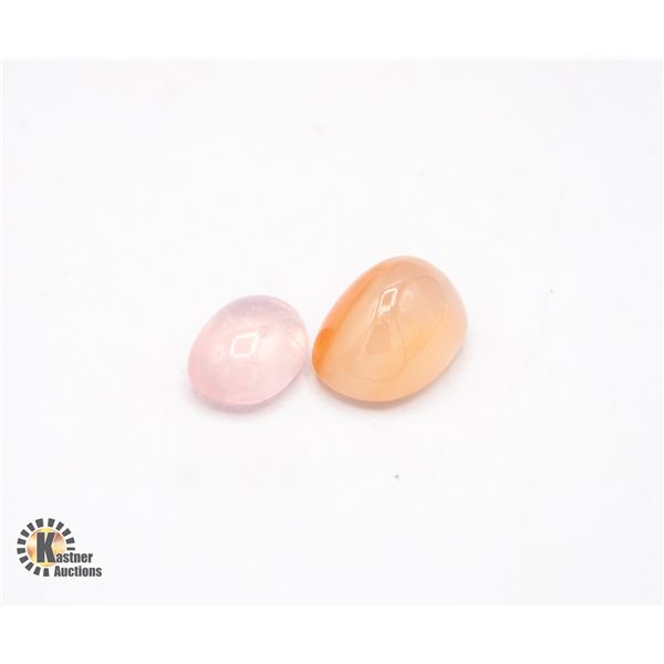 #185- NATURAL ORANG AGATE 26.50CT & ROSE QZ 11.35C