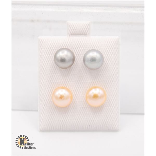 #143-NATURAL AKOYA PEARL EARRINGS  2PCS