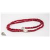 Image 1 : #07- NATURAL RED JADE ,PEARL  NECKLACE 18"