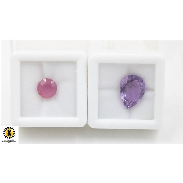 #203-UNHEATD AMETHYST 4.35 CT & RUBY 2.60CT