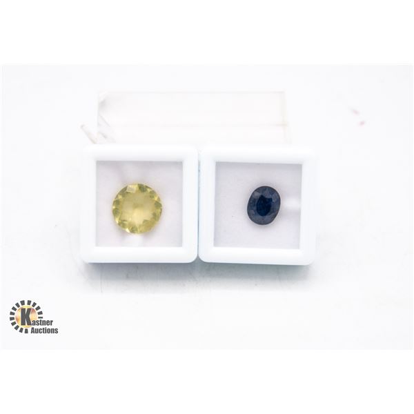 #191-HEATED SAPPHIRE 3.45T & LEMON QZ 4.97 CT