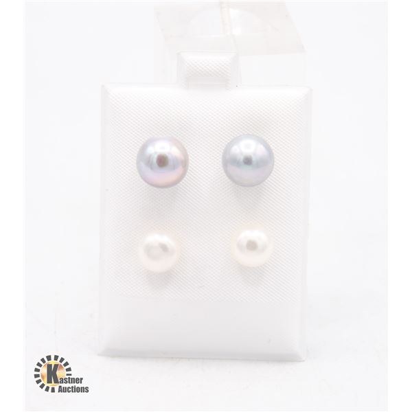 #154-NATURAL AKOYA PEARL EARRINGS  2PCS