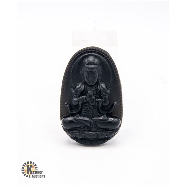 #169- NATURAL BLACK OBSIDIAN BUHHDA PENDANT