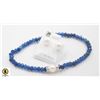 Image 1 : #12- NATURAL BLUE  JADE ,PEARL ,BRACELET & EARRING