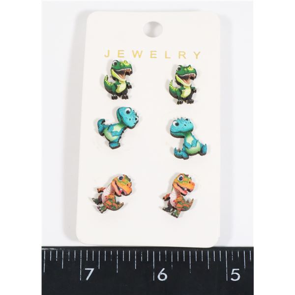 NEW CUTE WOODEN DINOSAUR STUD EARRINGS