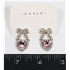 Image 1 : NEW RHINESTONE HEART AND BOW DANGLE EARRINGS