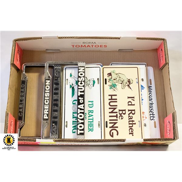 FLAT OF METAL LICENSE PLATES AND FRAME
