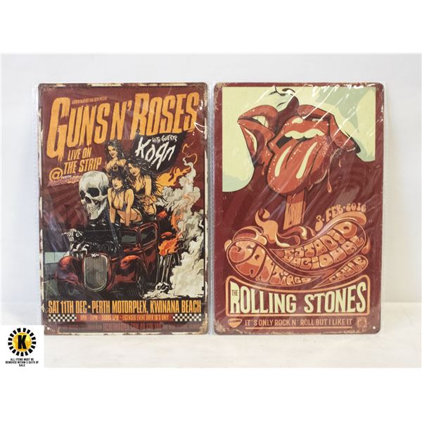 NEW METAL ROLLING STONES AND GNR SIGNS