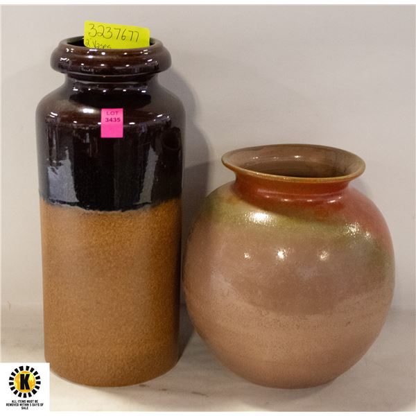 2 VASES 1 FROM WEST GERMANY & 1 ITALY