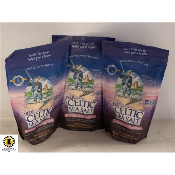CELTIC SEA SALT- 1 LB BAG- LOT OF 3- NEW