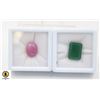 Image 1 : #198- HEATED RUBY 11.25 CT & GREEN AGATE 11.81 CT