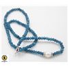 Image 1 : #01-NATURAL BLUE APATITE , PEARL NECKLACE  18"