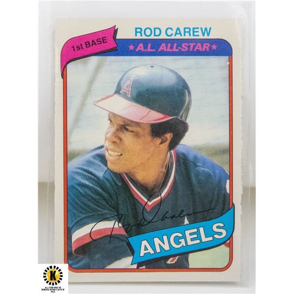 1980 O-PEE-CHEE ROD CAREW CARD NUMBER 353