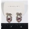 Image 1 : NEW RHINESTONE HEART AND BOW DANGLE EARRINGS