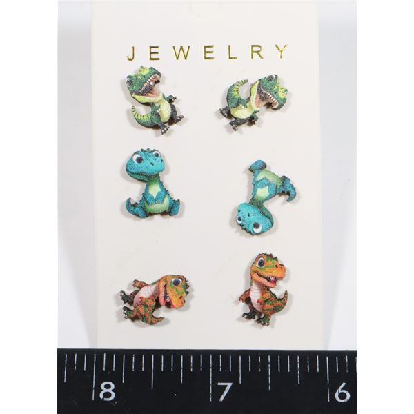 NEW CUTE WOODEN DINOSAUR STUD EARRINGS