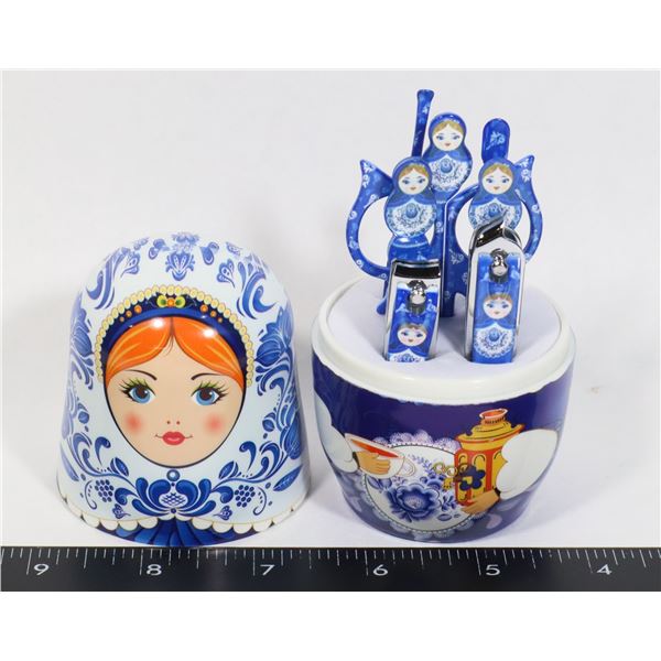 NEW NESTING DOLLS STYLE 7PC MANICURE SET.