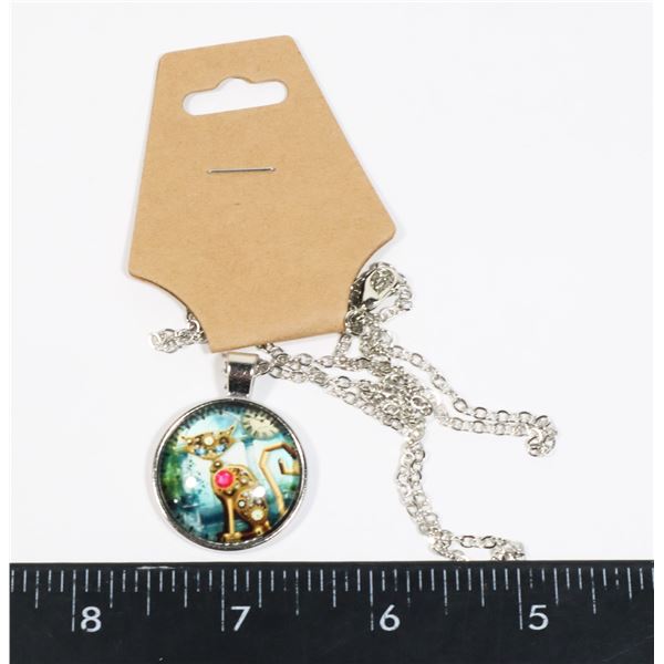 NEW SILVER TONE STEAMPUNK CAT PENDANT AND CHAIN