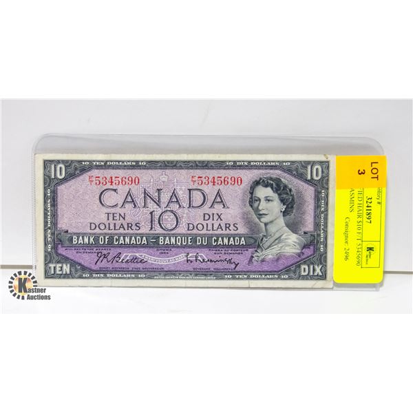 1954 MODIFIED HAIR $10 F/T 5345690 BEATTIE RASMINS