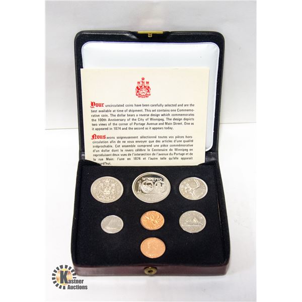 1874 1974 7 COIN UNCIRCULATED SET W/WINNIPEG DOLLA