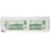 Image 2 : CONSECUTIVE X 2 CANADA $1 UNCIRCULATED BILLS